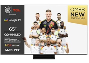TCL 65QM8B Fernseher MiniLED 65 Zoll, QLED, 144Hz, 4K HDR Premium 1300nits, Google TV, Dolby Atmos, Onkyo, Game Master Pro 2.0 für 799€