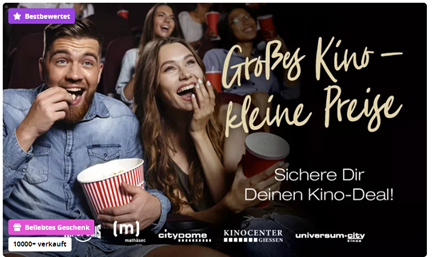 2, 5 oder 10 Kinogutscheine für’s KINOPOLIS & MATHÄSER Filmpalast ab 6,50€/Ticket