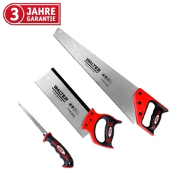 WALTER Sägen Set 3-tlg (Handsäge 508 mm, Rückensäge 300 mm, Stichsäge 150 mm) für 13,41€ (VG: 21,90€) + zusätzlichen Mengenrabatt