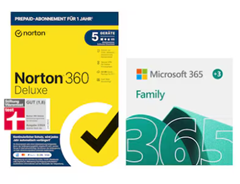 Microsoft 365 Family 12+3 Monate für sechs Nutzer mit Norton 360 Deluxe für 49,99€ (Vergleich: 71,78€)