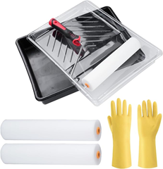 ZKH Farbroller, 6er Set Malerrolle (2 mal Malerwalze, Farbwanne, Handschuhe und 2 Roller) für 7,99€