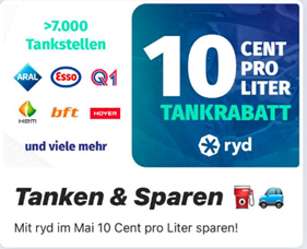 ryd & Telekom Magenta Kunden: 10 Cent sparen pro Liter beim Tanken