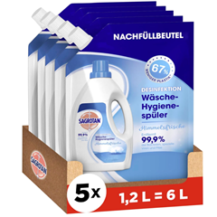 5 x 1,2L Sagrotan Wäsche-Hygienespüler Nachfüller für 10,05€