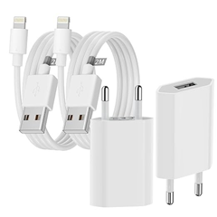 2er Pack iPhone Ladegerät und inkl. 2 mal 2m Kabel (Lightning Anschluss–Mfi zertifiziert) für 4,99€