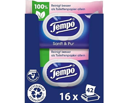 Tempo Feuchte Toilettentücher „Sanft & Pur“ – Megapack – 16 Packungen mit je 42 Tüchern für 17,54€