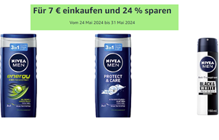 Amazon: Nivea Produkte für 7€ kaufen + 24% Rabatt erhalten, so z.B. 4 x NIVEA MEN Duschgel für 4,27€