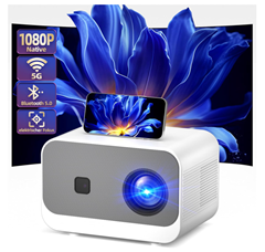 Mini Beamer mit 4K-Unterstützung (20000Lumen, BT5.0, Full HD 1080P) für 99,99€