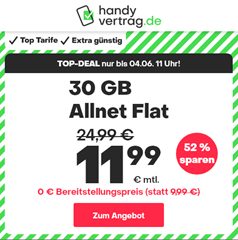 Handyvertrag.de: 30GB LTE/5G Datenflat + Allnet Flat im o2 Netz für 11,99€/Monat – monatlich kündbar