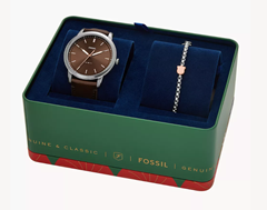 Fossil Box-Set Minimalist Uhr mit 3-Zeiger-Werk & Leder Armband für 55,49€ (Vergleich: 99€)