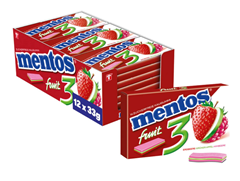 12er Pack Mentos Kaugummi Fruity Fresh Erdbeere – Grüner Apfel–Himbeere (12 x 33 g) für 9,50€ (Vergleich: 17,40€)