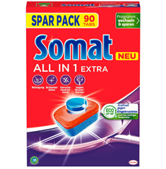 Somat All in 1 Extra Spülmaschinen Tabs (90 Tabs) für 14,99€ (Vergleich: 18,55€)