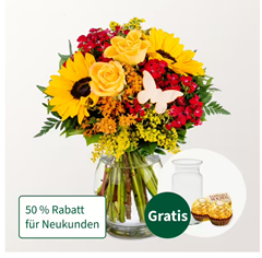 FloraPrima: Blumenstrauß Sommergefühl inkl. Vase & 2 Ferrero Rocher für 20,98€ (statt 35,98€) – nur Neukunden