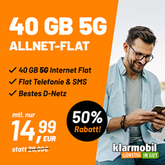 40GB 5G/LTE Daten mit SMS und Sprachflat im Telekom Netz für 14,99€ im Monat – kein Anschlusspreis