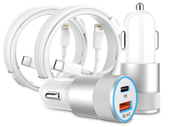 [MFi Zertifiziert] KFZ-Ladegerät USB-C Adapter mit 1m lightning Kabel 48W für 5,99€