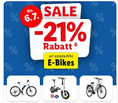 Lidl: 21% Rabatt auf E-Bikes