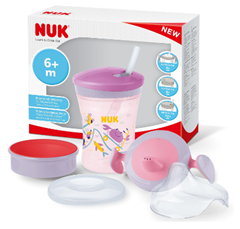 NUK 3-in-1 Trinklernset mit Trainer Cup Schnabeltasse, Magic Cup 360° Trinklernbecher & Action Cup Trinkflasche Kinder für 12,99€ (Vergleich: 17,99€)