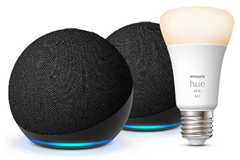 [Prime] 2x Echo Dot (5. Generation) Anthrazit + Philips Hue Smart Bulb (E27) für 52,98€ (Vergleich: 102,98€)