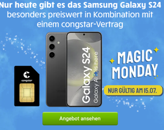[nur heute] Samsung S24 für 79€ mit 30GB 4G/LTE Daten, SMS und Sprachflat im Telekom Netz (Congstar) für 22€ im Monat (optional für 25€/Monat mit 5G)