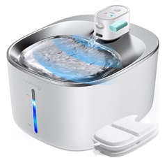 FEELNEEDY Katzenbrunnen (Kabellos mit Bewegungsmelder, Batteriebetrieb 4000mAh, 4L Trinkbrunnen, 2 Filter) für 42,74€ (statt 59,99€)