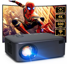 Beamer 4K (Unterstützt 5G WLAN, Zwei-Wege Bluetooth, 600ANSI Native 1080P) für 85,03€