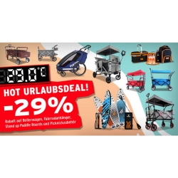 Fuxtec: HOT Urlaubsdeal – 29% Rabatt auf Bollerwagen, Fahrradanhänger, Stand Up Paddle Boards & Picknickzubehör