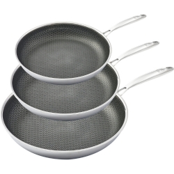 3-teiliges Hennsler Pfannenset (Edelstahl, Beschichtet mit Wabenstruktur, 20cm, 24cm & 28cm) für 99,99€ (VG: 160,89€)