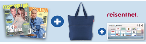 10 Ausgaben Cosmopolitan + reisenthel Kühltasche (VG: 27,95€) für 42,50€ mit 45€ BestChoice Gutschein