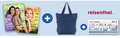 23 Ausgaben Freundin mit gratis Reisenthel Kühltasche + 85€ BestChoice Gutschein für 91,60€