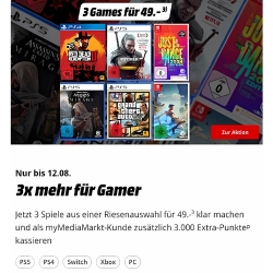 MediaMarkt: 3 Games für 49€ (PS5, PS4, XBox, PC und Nintendo Switch)