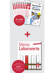 9 Ausgaben “Test”+ Finanztest “Meine Laborwerte” (Vergleich: 14,90€) + Notizbuch für 35€