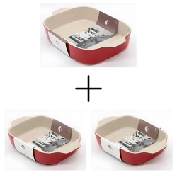 3er Set Staub Auflaufforen (34 x 26cm 3,5L, 2 x 20x16cm 0.6L) Rot für 23,99€ (VG: 50,97€)