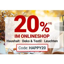 Zurbrüggen: 20% Rabatt auf die Artikel aus den Bereichen Haushalt, Deko, Textil und Leuchten