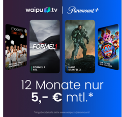 [Super] 1 Jahr waipu.tv für 5€/Monat inkl. gratis 12 Monate Paramount+ (anstatt 17,98€/Monat)
