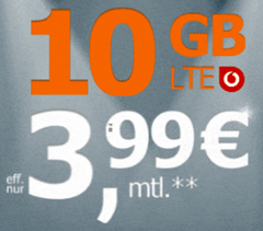[Super] Vodafone Netz: Allmobil 10GB LTE Daten, SMS und Sprchflat für rechnerisch 3,99€/Monat