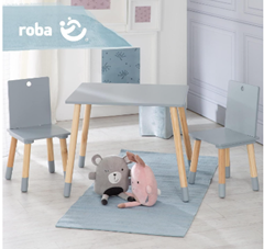 roba Kindersitzgruppe aus Holz – Kindermöbel Set aus 2 Kinderstühlen & 1 Tisch grau für 32,99€ (Vergleich: 62,94€)