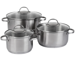 [Lidl Plus] ERNESTO Topfset Edelstahl, 6-tlg, mit Glasdeckel für 35,94€ (statt 55,94€)