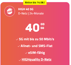 40GB 5G Datenflat mit SMS und Sprachflat im Telekom Netz für 20€ im Monat + 100€ Bonus bei Rufnummermitnahme