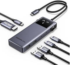 UGREEN UNO USB-C Hub (10Gbps 4K@60Hz HDMI, LED-Display, USB-C Adapter, 2*USB A & 2*USB C Multiport Adapter, PD 100W) für 21,99€