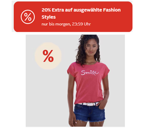 Otto.de: bis morgen 23:59 Uhr 20% Extra auf ausgewählte Fashion Styles, so z.B. H.I.S Sweatshirt für Damen für 10,80€