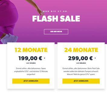 McFit: 24monatige Mitgliedschaft für 299€ (= 12,46€/Monat)