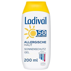 Ladival Allergische Haut Sonnenschutz Gel LSF 50+ – Parfümfreies Sonnengel für Allergiker – ohne Farb- und Konservierungsstoffe, wasserfest – 1 x 200 ml für 10,02€