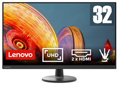 Lenovo D32u-45 (31,5″) 4K Monitor (3840×2160, 60Hz, 250 nits, 4ms Reaktionszeit, HDMI, DisplayPort) für 229,99€ (Vergleich: 278,59€)