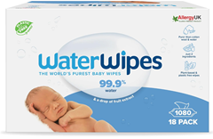 WaterWipes plastikfreie, originale Reinigungstücher für Babys, 1080 Stück (18 Packungen), 99,9 % wasserbasiert, unparfümiert für 35,56€ (Vergleich: 43,64€)