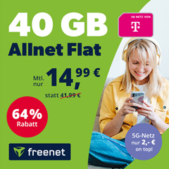 40GB LTE Daten mit SMS und Sprachflat im Telekom Netz für 14,99€ im Monat – kein Anschlusspreis