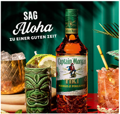 Captain Morgan Tiki Köstlich-fruchtiger, aromatischer Rum mit Ananas- und Mango-Geschmack (25% Vol., 700ml) für 9,99€ (Vergleich: 15,94€)