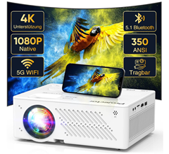 Puxinat Beamer (1080P Nativ, 4k unterstützt, 5G, WiFi, Bluetooth) für 68,59€
