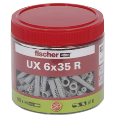 fischer Universaldübel UX 6 x 35 R, handliche Runddose mit 185 Nylondübeln für 12,68€ (Vergleich: 18,59€)