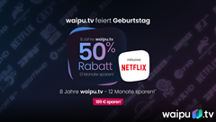 Waipu.tv: 50% Rabatt auf alle Pakete (ab 3,74€/Monat)