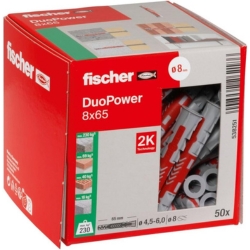 50er Pack Fischer DuoPower 8 x 65 2-komponenten-Dübel für 5,83€ (VG: 8,32€)