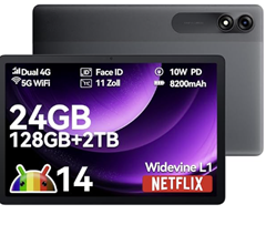 Blackview Tab 90 Tablet 11 Zoll, Android 14 Tablet, 24GB RAM+128GB ROM(2TB TF), Simlockfrei Ohne Vertrag, 4G Dual SIM Tablet PC mit 8.200mAh Akku für 133,55€